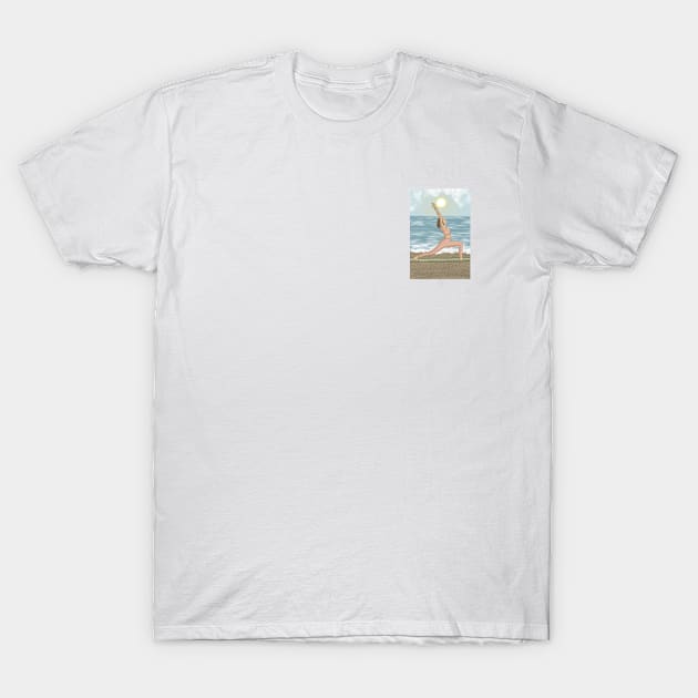 Doing yoga at the beach T-Shirt by hande.draws